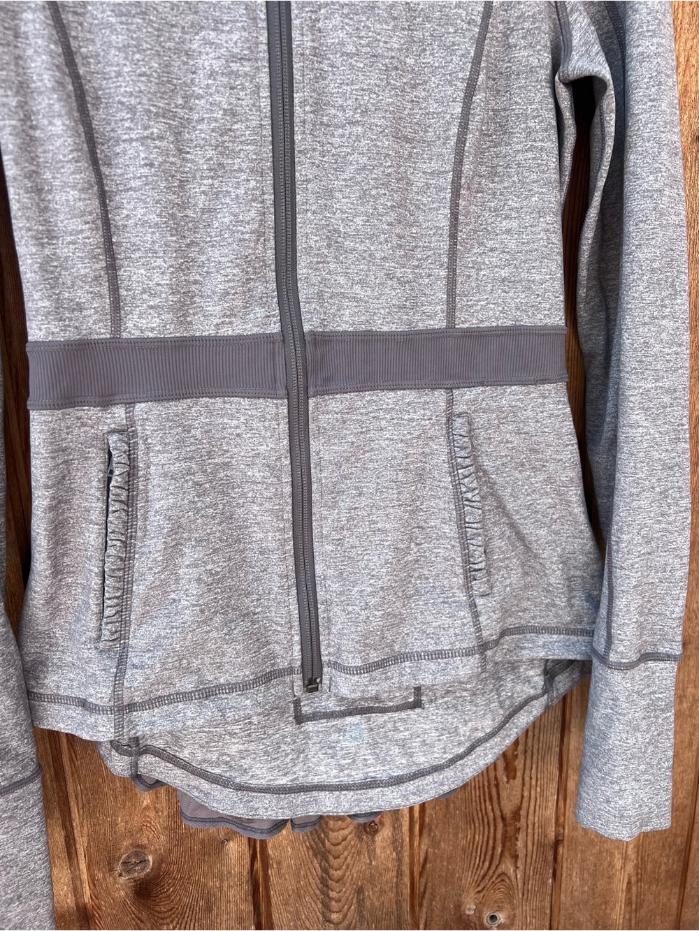 lululemon athletica Heather Gray Peplum Track Jacket - Picture 5 of 14